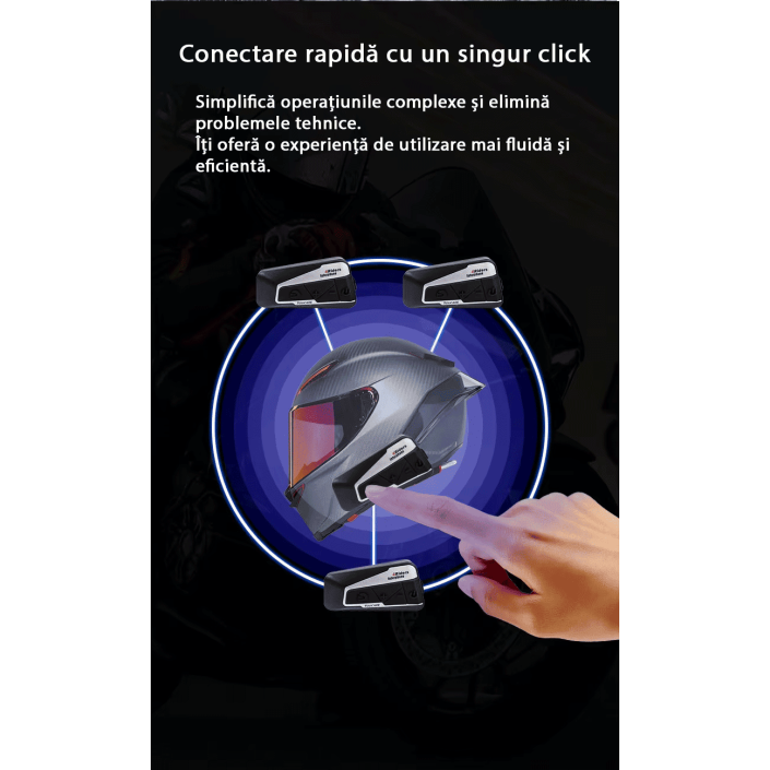 Sistem de comunicare moto intercom Toucare T9S-4, noise cancel, difuzoare HI-FI, Radio FM, bluethoot 5.0, conferinta cu 8 rideri, conectivitate simultana cu 2 device-uri, combatibil cu SENA,CARDO Sistem de comunicare moto intercom Toucare T9S-4, noise cancel, difuzoare HI-FI, Radio FM, bluethoot 5.0, conferinta cu 8 rideri, conectivitate simultana cu 2 device-uri, combatibil cu SENA,CARDO
