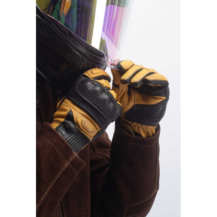 Mănuși Moto Bărbați din Piele Perforată PES Venue, cu Protecții TPU, Touchscreen și Certificare 1KP