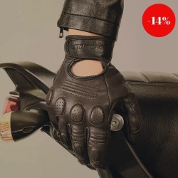 Manusi moto din piele cu touchscreen finger, respirabile, Motowolf, potrivite pentru vara, protectie carbon, Maro