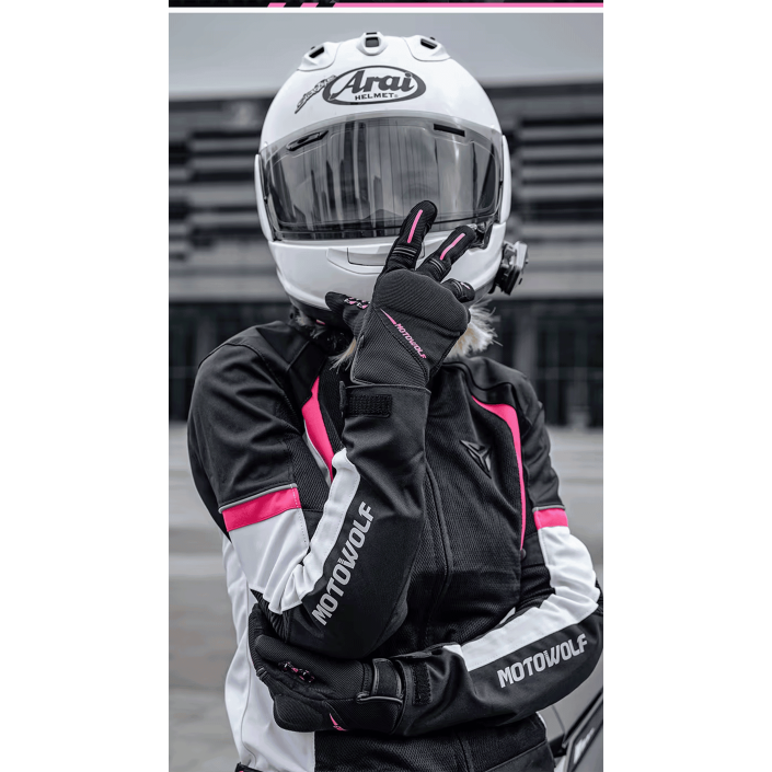 Mănuși Moto Damă de Vară Motowolf – Mesh Respirabil, Protecții Soft, Touchscreen, Roz