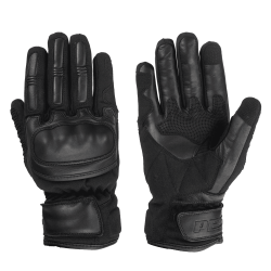 Mănuși Moto Piele și Textil PES TETRA - Impermeabile FAN-TEX, Protecții Carbon, Touchscreen, Certificare 1KP