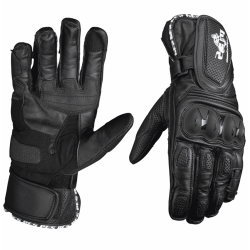 Mănuși Moto Piele Lungi PES cu Protecții TPU, Touchscreen și Ventilație - Siguranță și Confort, Negru