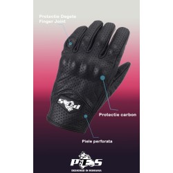 Manuși Moto din Piele Perforată cu Protecție Carbon – Funcționale și Rezistente, PES, Negru