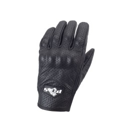 Manuși Moto din Piele Perforată cu Protecție Carbon – Funcționale și Rezistente, PES, Negru