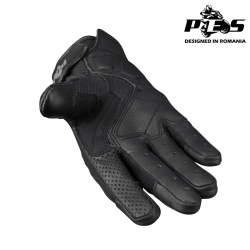 Mănuși Moto Piele Perforată PES – Protecție cu Carbon, Touchscreen, Ventilate, Negru