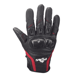 Mănuși Moto Piele Perforată PES – Protecție cu Carbon, Touchscreen, Ventilate, Rosu