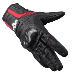 Mănuși Moto Piele Perforată PES – Protecție cu Carbon, Touchscreen, Ventilate, Rosu