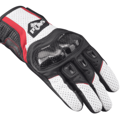 Mănuși Moto Piele Perforată PES – Protecție cu Carbon, Touchscreen, Ventilate, Alb