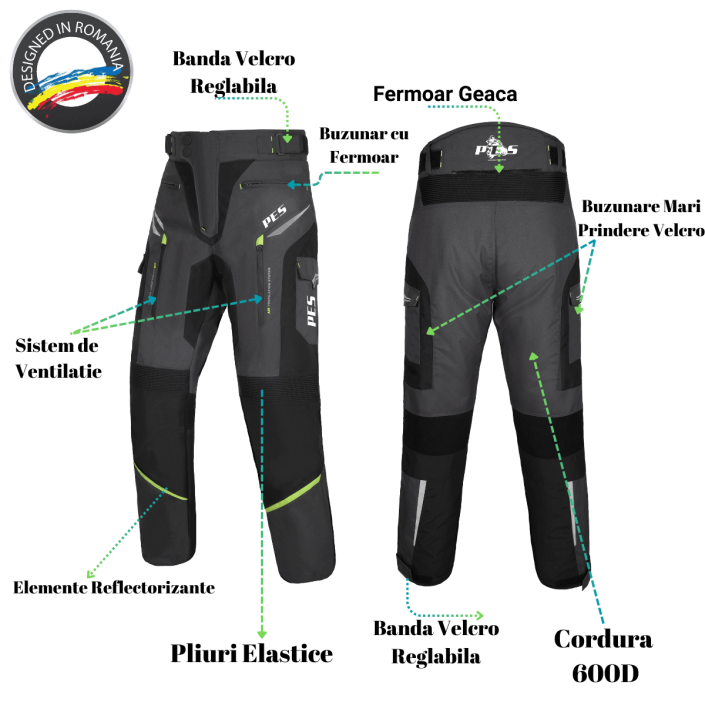 Pantaloni Moto PES 4 sezoane, protectii level 2 incluse, mesada iarna detasabila - Protecție și Confort pentru Orice Sezon Pantaloni Moto PES 4 sezoane, protectii level 2 incluse, mesada iarna detasabila - Protecție și Confort pentru Orice Sezon