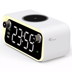 Radio cu ceas, Portabil, baterie 1200 mAh, statie incarcare wireless, LED, Bluetooth speaker, Alarma, lampa led, lumina noapte, 15W, Pes Holding