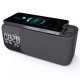 Radio FM portabil cu ceas si cu incarcare wireless pentru telefon, boxa Bluetooth, alarma si afisare a temperaturii, lampa de veghe, 1200mAh, Pes holding