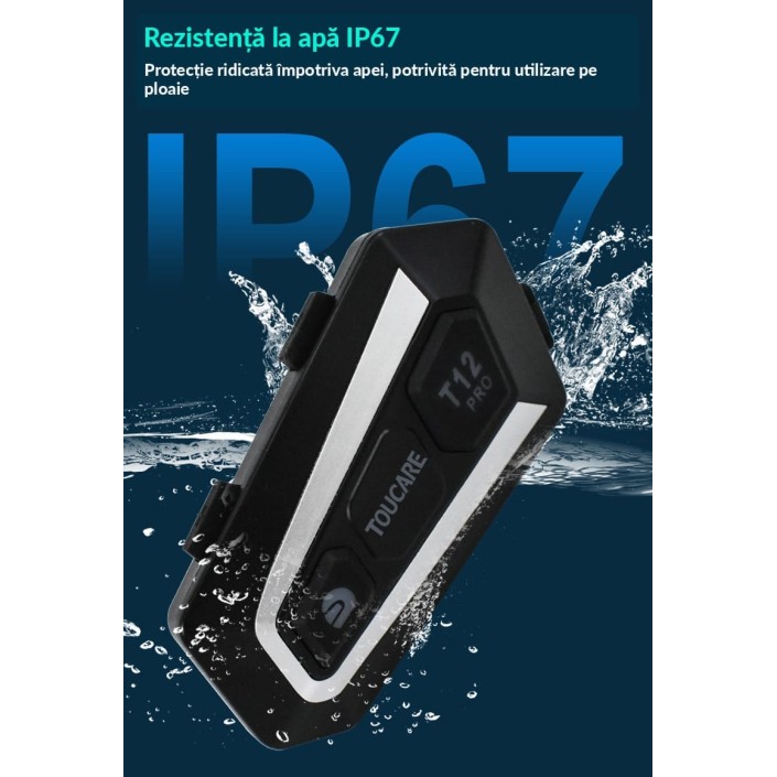 Sistem Comunicare Bluetooth pentru Cască Moto Toucare T12 , DSP, IP67, Autonomie 30 Ore  Meta title