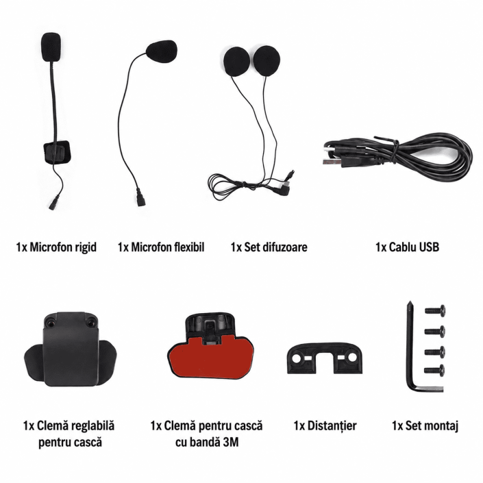 Sistem Comunicare Bluetooth pentru Cască Moto Toucare T12 , DSP, IP67, Autonomie 30 Ore  Meta title