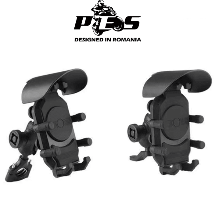 Suport telefon moto/atv/scuter cu sistem antivibratii, rotire 360 grade, pad antialunecare, silicon, Negru (cuprinde 2 tipuri de prindere) Suport telefon moto/atv/scuter cu sistem antivibratii, rotire 360 grade, pad antialunecare, silicon, Negru (cuprinde 2 tipuri de prindere)