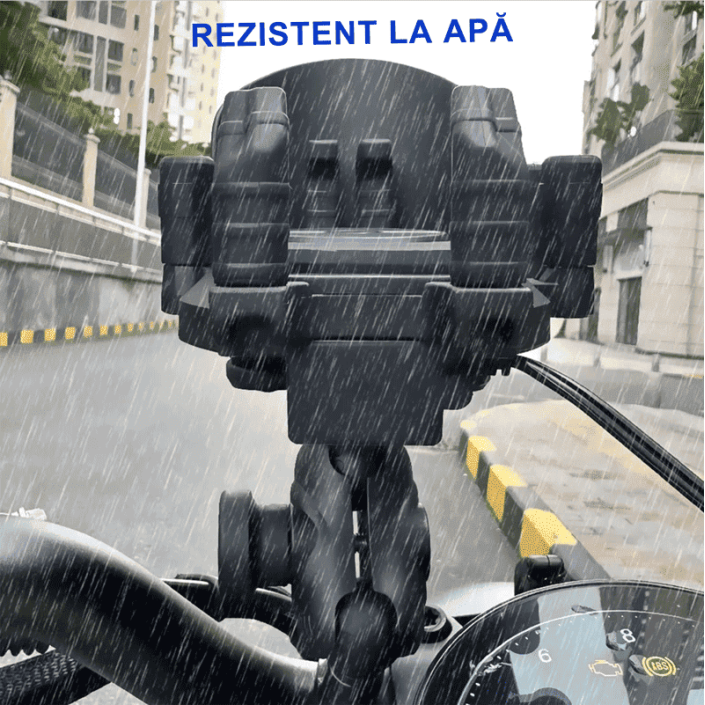 Suport telefon moto/atv/scuter cu sistem antivibratii, rotire 360 grade, pad antialunecare, silicon, Negru (cuprinde 2 tipuri de prindere) Suport telefon moto/atv/scuter cu sistem antivibratii, rotire 360 grade, pad antialunecare, silicon, Negru (cuprinde 2 tipuri de prindere)