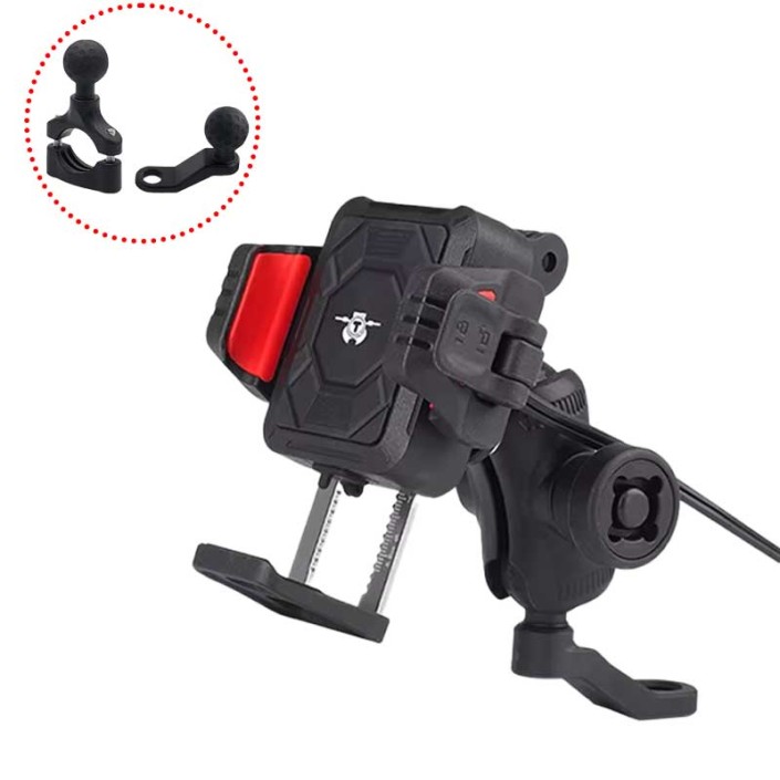 Suport Telefon Moto 2 Prinderi, Anti-Vibrații, Încărcare Wireless 15W si port Type-C