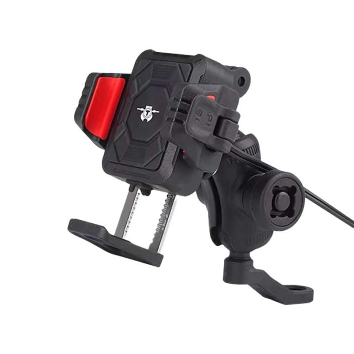 Suport Telefon Moto 2 Prinderi, Anti-Vibrații, Încărcare Wireless 15W si port Type-C