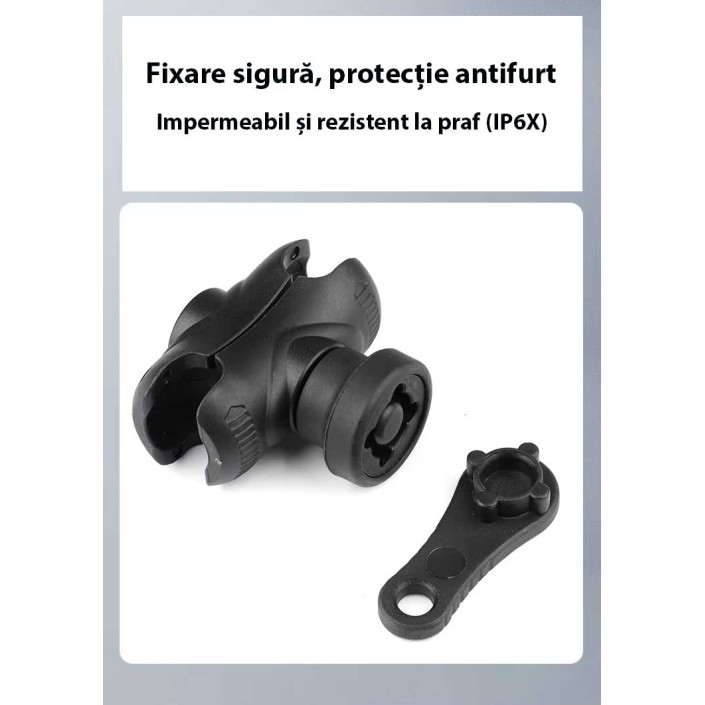 Suport Telefon Moto 2 Prinderi, Anti-Vibrații, Încărcare Wireless 15W si port Type-C