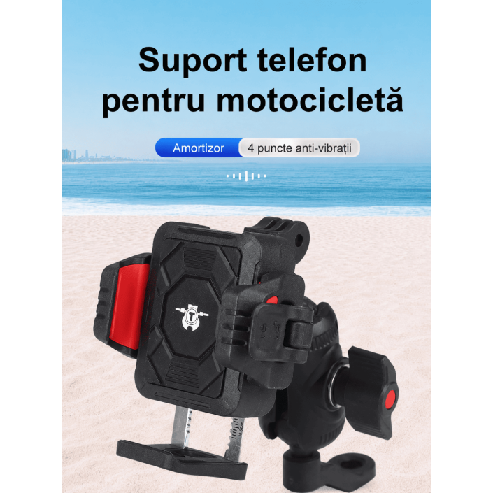 Suport telefon moto/ATV/scuter cu antivibrații și Quick Release Suport telefon moto/ATV/scuter cu antivibrații și Quick Release