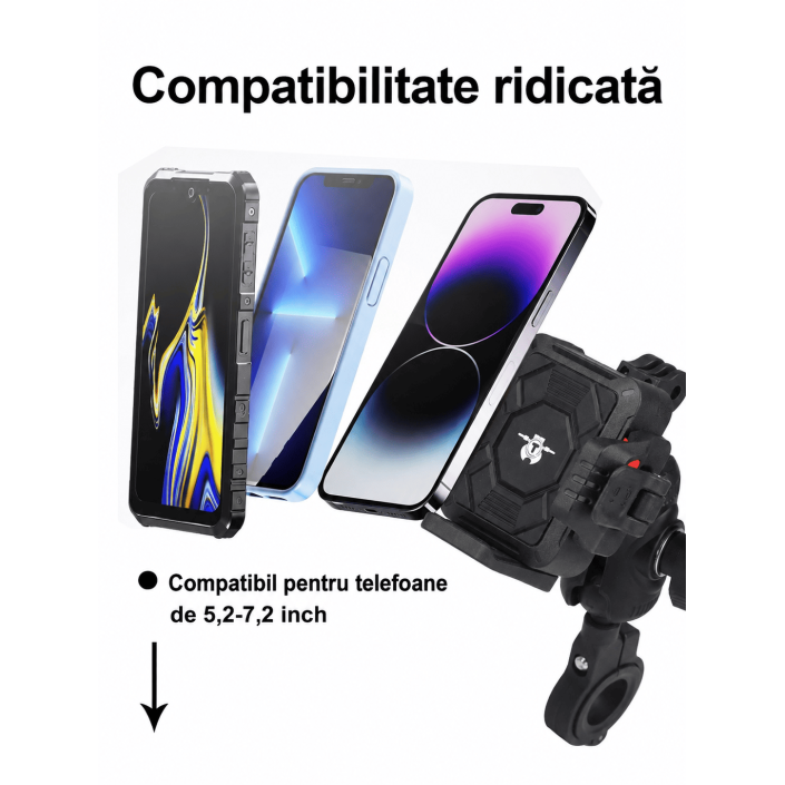 Suport telefon moto/ATV/scuter cu antivibrații și Quick Release Suport telefon moto/ATV/scuter cu antivibrații și Quick Release