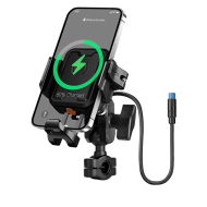 Suport Telefon Moto Motowolf cu Încărcare Wireless + Type-C – Aluminiu, Anti-Vibrații, Prindere Ghidon