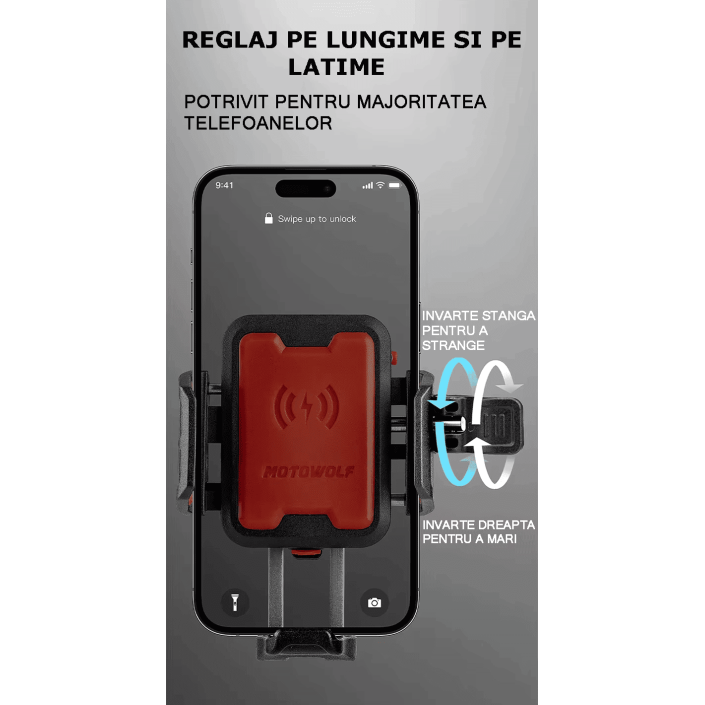 Suport Telefon Moto, atv, scuter Motowolf MH1 Aluminiu, Anti-Vibrații, prindere Ghidon Suport Telefon Moto, atv, scuter Motowolf MH1 Aluminiu, Anti-Vibrații, prindere Ghidon
