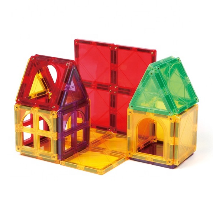Set de constructie Magnetic Tiles, MagBlock, 100 piese 3D, Multicolor Set de constructie Magnetic Tiles, MagBlock, 100 piese 3D, Multicolor