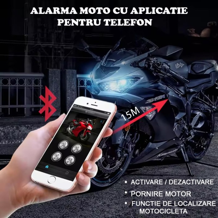 Sistem de Alarmă Moto, Scuter, ATV SPY APP, bluethoot, Pornire de la Distanță Sistem de Alarmă Moto, Scuter, ATV SPY APP, bluethoot, Pornire de la Distanță