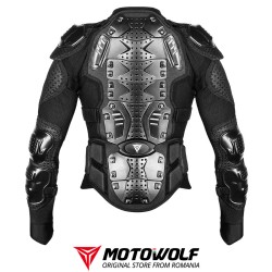 Armura protectie moto/atv, adjustabila, respirabila, potrivita pentru strada si offroad, rezistenta la uzura, Motowolf, Negru