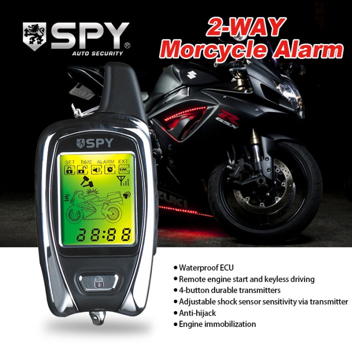 Alarma motocicleta, scuter, atv, functie pornire motor, senzor perimetru, senzor soc, actionare de la 5000 m, pager, 2 telecomenzi cu display Alarma motocicleta, scuter, atv, functie pornire motor, senzor perimetru, senzor soc, actionare de la 5000 m, pager, 2 telecomenzi cu display