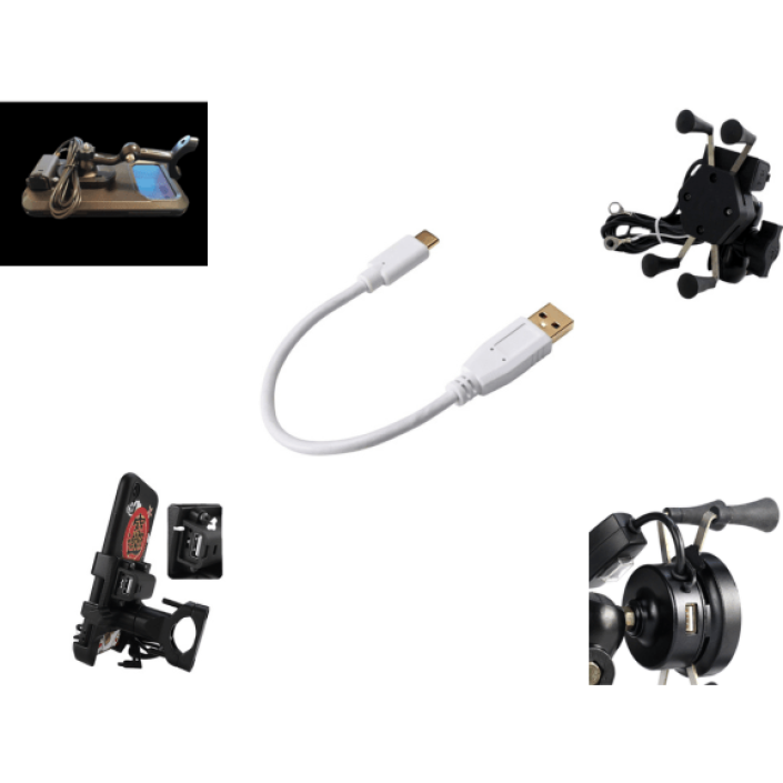 Cablu pentru incarcare si transfer de date, potrivit pentru Moto, combatibil IOS/Android, USB/USB Type-C, 3A, 25cm, Alb