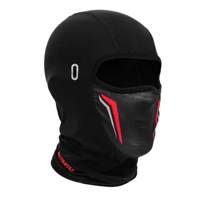Cagula moto MOTOWOLF, rezistenta la vant si respirabila, material elastic soft, protectie soare, gauri ochelari, potrivit si pentru sporturi de iarna, Rosu