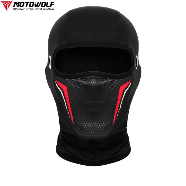 Cagula moto MOTOWOLF, rezistenta la vant si respirabila, material elastic soft, protectie soare, gauri ochelari, potrivit si pentru sporturi de iarna, Rosu