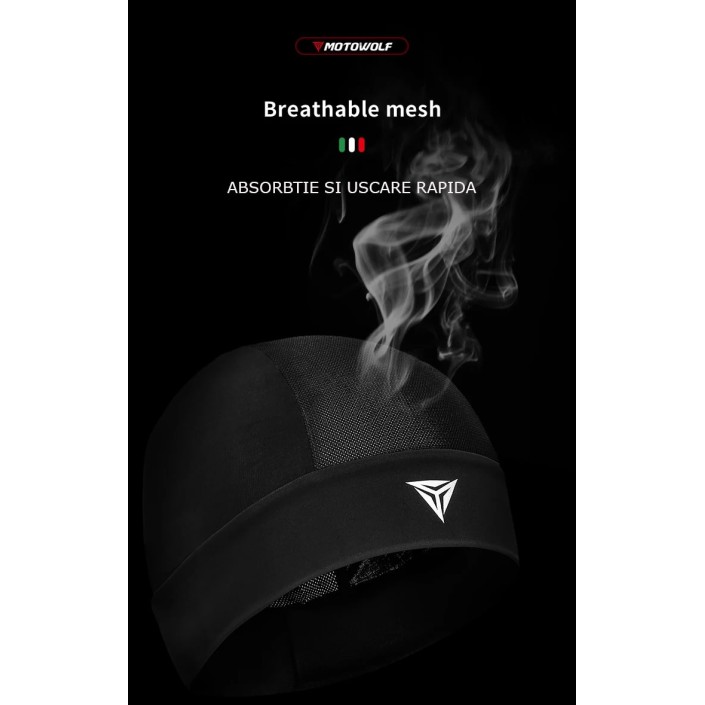 Cagula de protectie moto Motowolf, tip caciula, respirabila, dimensiune universala, Neagra