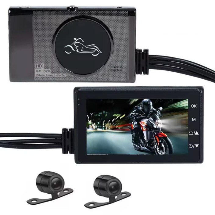 Set DVR Moto cu Camere Față/Spate și Ecran LCD 3.0" - 1080P HD, Viziune Nocturnă și Senzor G Set DVR Moto cu Camere Față/Spate și Ecran LCD 3.0" - 1080P HD, Viziune Nocturnă și Senzor G