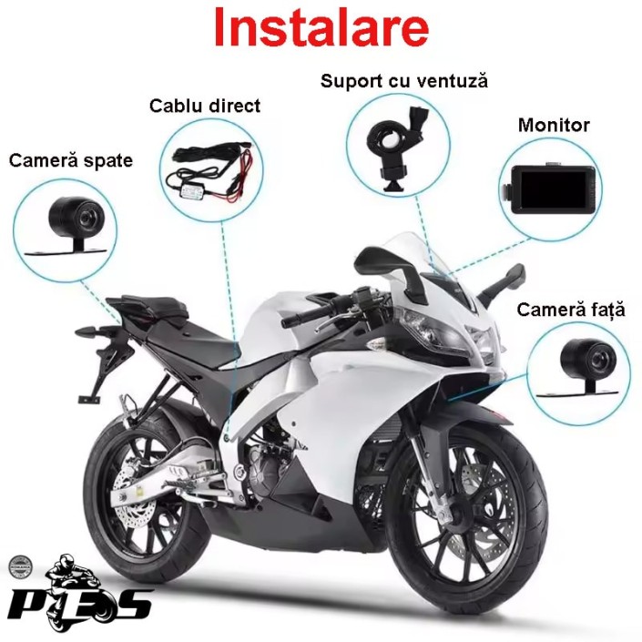 Set DVR Moto cu Camere Față/Spate și Ecran LCD 3.0" - 1080P HD, Viziune Nocturnă și Senzor G Set DVR Moto cu Camere Față/Spate și Ecran LCD 3.0" - 1080P HD, Viziune Nocturnă și Senzor G
