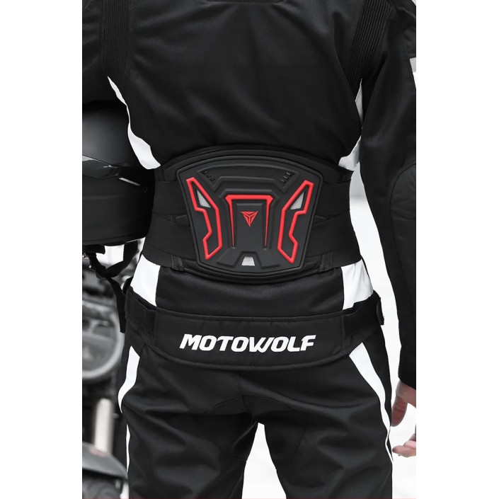 Centura de protectie Motowolf pentru motociclisti cu perna elastica si sistem de fixare reglabil, ideala pentru plimbarile pe motocicleta, Rosu