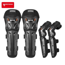 Set genunchiere si cotiere moto, adjustabile, prindere Velcro, eliberare rapida, ventilate, protectie Shell certificata CE, model 1010 long, Motowolf