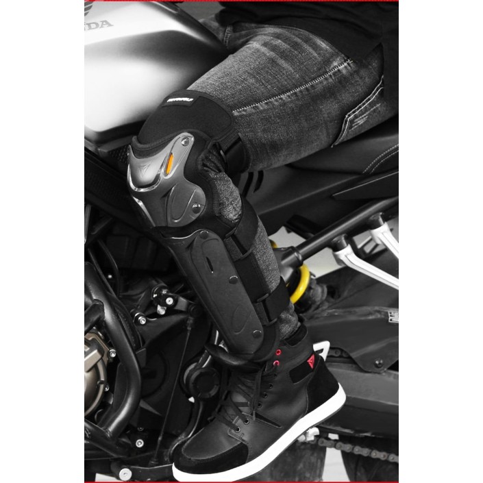 Set genunchiere si cotiere moto, adjustabile, prindere Velcro, eliberare rapida, ventilate, protectie Shell certificata CE, model 1010 long, Motowolf