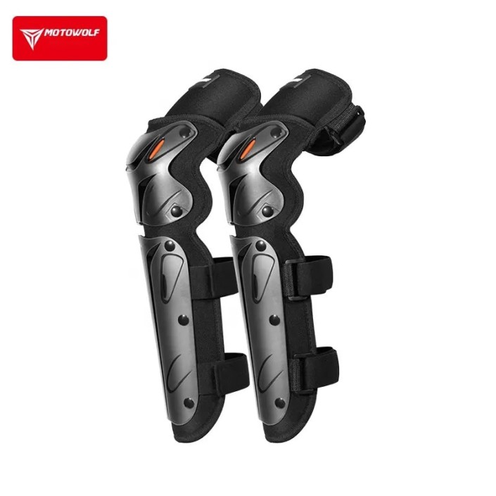 Set genunchiere si cotiere moto, adjustabile, prindere Velcro, eliberare rapida, ventilate, protectie Shell certificata CE, model 1010 long, Motowolf