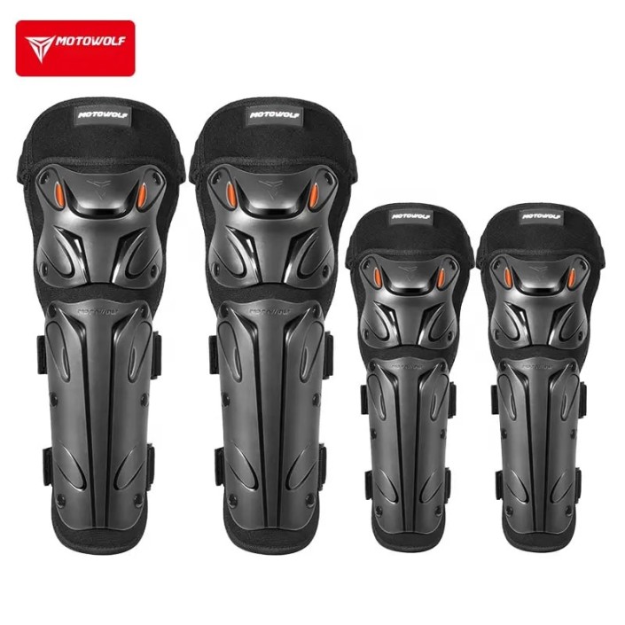Set genunchiere si cotiere moto, adjustabile, prindere Velcro, eliberare rapida, ventilate, protectie Shell certificata CE, model 1010 long, Motowolf