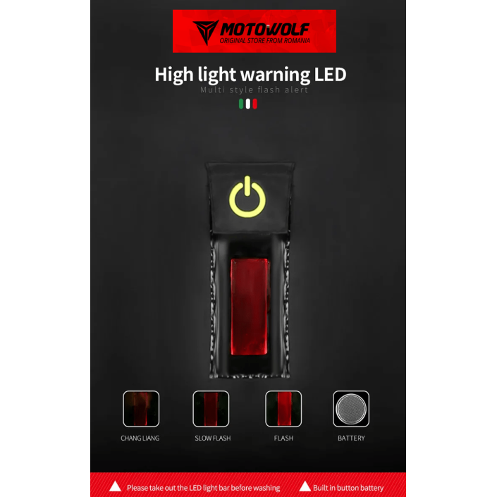 Geaca si pantaloni moto/atv impermeabili Motowolf, haina de ploaie cu lumina de avertizare, 210T densitate, protectie vant, 2 culori
