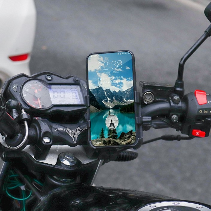 Suport telefon moto,atv, aluminiu, usb charge 2.1A, prindere oglinda Suport telefon moto,atv, aluminiu, usb charge 2.1A, prindere oglinda