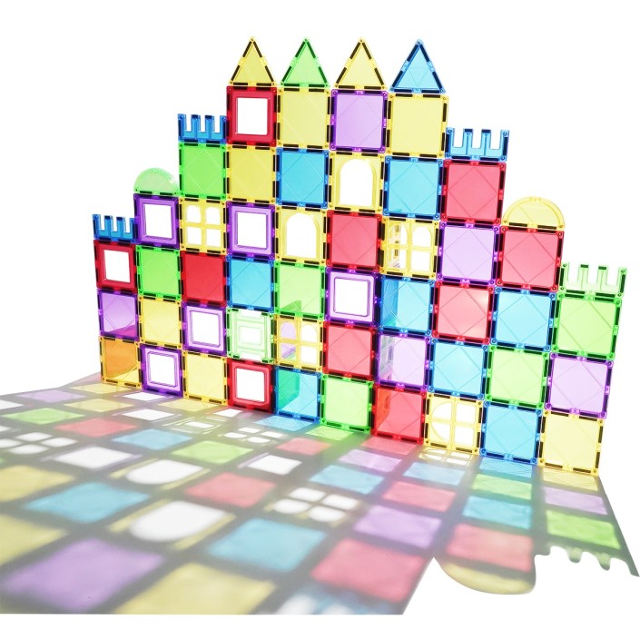 Set de constructie Magnetic Tiles, MagBlock, 100 piese 3D, Multicolor Set de constructie Magnetic Tiles, MagBlock, 100 piese 3D, Multicolor