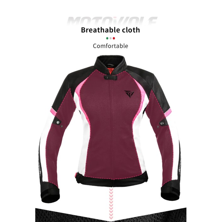 Geaca moto femei Motowolf, 600d Oxford, mesada C004, impermeabila, protectii spate,umeri,coate, respirabila, Roz