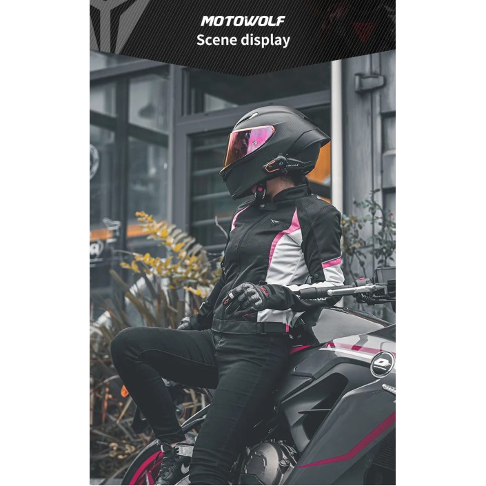 Geaca moto femei Motowolf, 600d Oxford, mesada C004, impermeabila, protectii spate,umeri,coate, respirabila, Roz