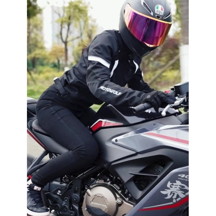 Geaca moto femei Motowolf, 600d Oxford, mesada C004, impermeabila, protectii spate,umeri,coate, respirabila, Roz