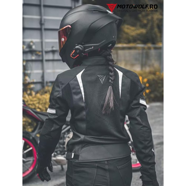 Geaca moto femei Motowolf, 600d Oxford, mes C004, impermeabila, protectii spate,umeri,coate, respirabila, Negru