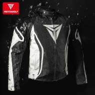Geaca moto impermeabila cu mesada detasabila pentru iarna, protectii umeri, coate, spate, piept incluse detasabile, Motowolf, Neagra