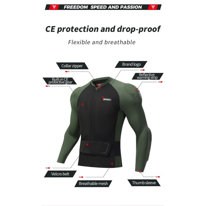 Geaca de vara moto cu armura, sistem avansat de ventilație, protectii full body certificate CE, centura cu element reflectorizant detasabila, confort în sezonul cald, Motowolf, Negru